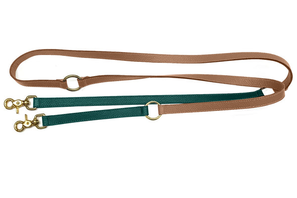 Grün-Braune Hundeleine aus Nappaleder.