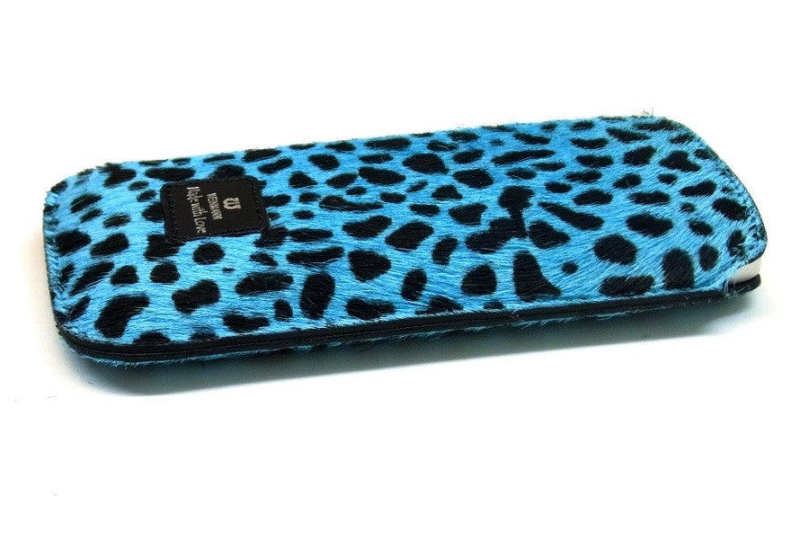 Kuhfell Handy Hülle Blau-Leo